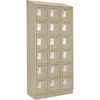 Clean Line Lockerette , 6 -tier, Bank of 3, 36" x 18" x 82", Steel, Beige, Rivet (Assembled) Nassau Supply