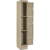 Clean Line Lockers, 3 -tier, Bank of 4, 48" x 18" x 76", Steel, Beige, Rivet (Assembled) Nassau Supply
