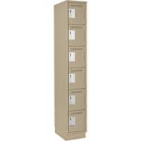 Clean Line Lockerette, 6 -tier, 12" x 18" x 76", Steel, Beige, Rivet (Assembled) Nassau Supply