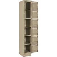Clean Line Lockerette, 6 -tier, Bank of 4, 48" x 18" x 76", Steel, Beige, Rivet (Assembled) Nassau Supply