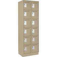 Clean Line Lockerette, 6 -tier, Bank of 2, 24" x 18" x 76", Steel, Beige, Rivet (Assembled) Nassau Supply