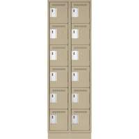 Clean Line Lockerette, 6 -tier, Bank of 2, 24" x 18" x 76", Steel, Beige, Rivet (Assembled) Nassau Supply