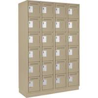 Clean Line Lockerette, 6 -tier, Bank of 4, 48" x 18" x 76", Steel, Beige, Rivet (Assembled) Nassau Supply