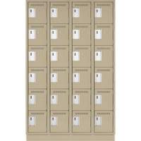 Clean Line Lockerette, 6 -tier, Bank of 4, 48" x 18" x 76", Steel, Beige, Rivet (Assembled) Nassau Supply
