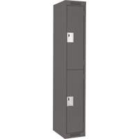 Clean Line Lockers, 2 -tier, 12" x 18" x 72", Steel, Charcoal, Rivet (Assembled) Nassau Supply