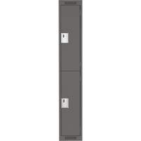 Clean Line Lockers, 2 -tier, 12" x 18" x 72", Steel, Charcoal, Rivet (Assembled) Nassau Supply