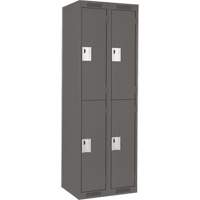 Clean Line Lockers, 2 -tier, Bank of 2, 24" x 18" x 72", Steel, Charcoal, Rivet (Assembled) Nassau Supply