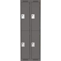 Clean Line Lockers, 2 -tier, Bank of 2, 24" x 18" x 72", Steel, Charcoal, Rivet (Assembled) Nassau Supply
