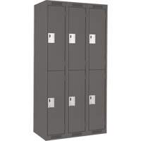 Casiers Clean Line, 2 niveaux, Bloc de 3, 36" x 18" x 72", Acier, Charbon, Rivet (assembl&eacute;) Nassau Supply