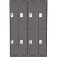 Clean Line Lockers, 2 -tier, Bank of 4, 48" x 18" x 72", Steel, Charcoal, Rivet (Assembled) Nassau Supply