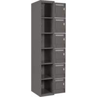 Clean Line Lockerette, 6 -tier, Bank of 3, 36" x 18" x 72", Steel, Charcoal, Rivet (Assembled) Nassau Supply