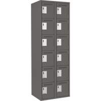 Clean Line Lockerette, 6 -tier, Bank of 2, 24" x 18" x 72", Steel, Charcoal, Rivet (Assembled) Nassau Supply