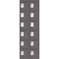 Clean Line Lockerette, 6 -tier, Bank of 2, 24" x 18" x 72", Steel, Charcoal, Rivet (Assembled) Nassau Supply