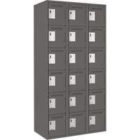 Clean Line Lockerette, 6 -tier, Bank of 3, 36" x 18" x 72", Steel, Charcoal, Rivet (Assembled) Nassau Supply