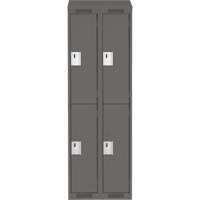 Clean Line Lockers, 2 -tier, Bank of 2, 24" x 18" x 78", Steel, Charcoal, Rivet (Assembled) Nassau Supply