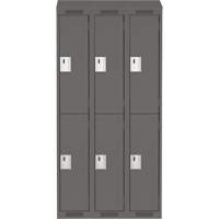 Clean Line Lockers, 2 -tier, Bank of 3, 36" x 18" x 78", Steel, Charcoal, Rivet (Assembled) Nassau Supply