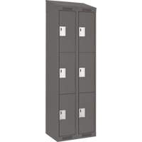 Clean Line Lockers, 3 -tier, Bank of 2, 24" x 18" x 78", Steel, Charcoal, Rivet (Assembled) Nassau Supply