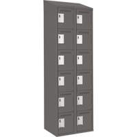 Clean Line Lockerette, 6 -tier, Bank of 2, 24" x 18" x 78", Steel, Charcoal, Rivet (Assembled) Nassau Supply