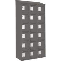 Clean Line Lockerette, 6 -tier, Bank of 3, 36" x 18" x 78", Steel, Charcoal, Rivet (Assembled) Nassau Supply