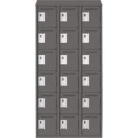 Clean Line Lockerette, 6 -tier, Bank of 3, 36" x 18" x 78", Steel, Charcoal, Rivet (Assembled) Nassau Supply