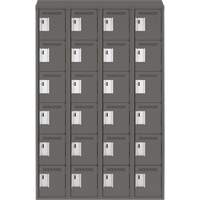 Clean Line Lockerette, 6 -tier, Bank of 4, 48" x 18" x 78", Steel, Charcoal, Rivet (Assembled) Nassau Supply