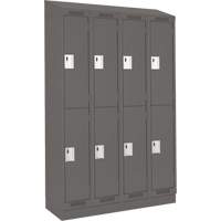 Casiers Clean Line, 2 niveaux, Bloc de 4, 48" x 18" x 82", Acier, Charbon, Rivet (assembl&eacute;) Nassau Supply