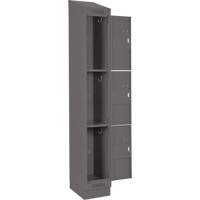 Clean Line Lockers, 3 -tier, Bank of 4, 48" x 18" x 82", Steel, Charcoal, Rivet (Assembled) Nassau Supply