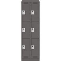 Clean Line Lockers, 3 -tier, Bank of 2, 24" x 18" x 82", Steel, Charcoal, Rivet (Assembled) Nassau Supply