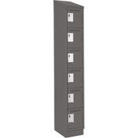 Clean Line Lockerette, 6 -tier, 12" x 18" x 82", Steel, Charcoal, Rivet (Assembled) Nassau Supply