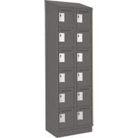 Clean Line Lockerette, 6 -tier, Bank of 2, 24" x 18" x 82", Steel, Charcoal, Rivet (Assembled) Nassau Supply