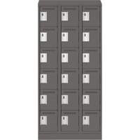 Clean Line Lockerette, 6 -tier, Bank of 3, 36" x 18" x 82", Steel, Charcoal, Rivet (Assembled) Nassau Supply