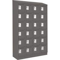 Clean Line Lockerette, 6 -tier, Bank of 4, 48" x 18" x 82", Steel, Charcoal, Rivet (Assembled) Nassau Supply