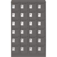 Clean Line Lockerette, 6 -tier, Bank of 4, 48" x 18" x 82", Steel, Charcoal, Rivet (Assembled) Nassau Supply