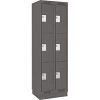 Clean Line Lockers, 3 -tier, Bank of 2, 24" x 18" x 76", Steel, Charcoal, Rivet (Assembled) Nassau Supply