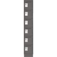 Clean Line Lockerette, 6 -tier, 12" x 18" x 76", Steel, Charcoal, Rivet (Assembled) Nassau Supply