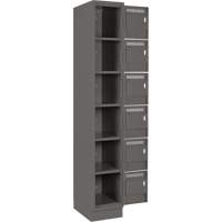 Clean Line Lockerette, 6 -tier, Bank of 4, 48" x 18" x 76", Steel, Charcoal, Rivet (Assembled) Nassau Supply