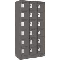 Clean Line Lockerette, 6 -tier, Bank of 3, 36" x 18" x 76", Steel, Charcoal, Rivet (Assembled) Nassau Supply