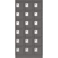 Clean Line Lockerette, 6 -tier, Bank of 3, 36" x 18" x 76", Steel, Charcoal, Rivet (Assembled) Nassau Supply
