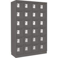 Clean Line Lockerette, 6 -tier, Bank of 4, 48" x 18" x 76", Steel, Charcoal, Rivet (Assembled) Nassau Supply