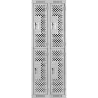 Casiers Clean Line, 2 niveaux, Bloc de 2, 24" x 12" x 72", Acier, Gris, Rivet (assembl&eacute;), Perfor&eacute; Nassau Supply