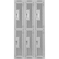 Casiers Clean Line, 2 niveaux, Bloc de 3, 36" x 12" x 72", Acier, Gris, Rivet (assembl&eacute;), Perfor&eacute; Nassau Supply