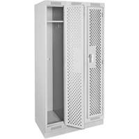 Clean Line Lockers, Bank of 3, 36" x 18" x 76", Steel, Grey, Rivet (Assembled), Perforated Nassau Supply