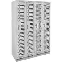Clean Line Lockers, Bank of 4, 48" x 18" x 76", Steel, Grey, Rivet (Assembled), Perforated Nassau Supply