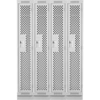 Clean Line Lockers, Bank of 4, 48" x 18" x 76", Steel, Grey, Rivet (Assembled), Perforated Nassau Supply