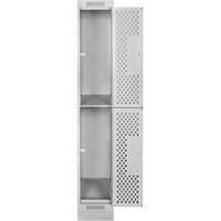 Casiers Clean Line, 2 niveaux, 12" x 18" x 76", Acier, Gris, Rivet (assembl&eacute;), Perfor&eacute; Nassau Supply