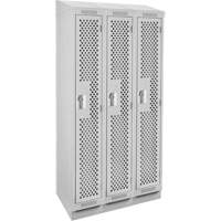 Casiers Clean Line, Bloc de 3, 36" x 12" x 82", Acier, Gris, Rivet (assembl&eacute;), Perfor&eacute; Nassau Supply