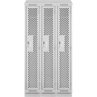 Casiers Clean Line, Bloc de 3, 36" x 12" x 82", Acier, Gris, Rivet (assembl&eacute;), Perfor&eacute; Nassau Supply