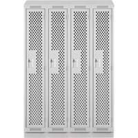 Clean Line Lockers, Bank of 4, 48" x 12" x 82", Steel, Grey, Rivet (Assembled), Perforated Nassau Supply