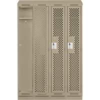 Clean Line Lockers, Bank of 4, 48" x 12" x 82", Steel, Grey, Rivet (Assembled), Perforated Nassau Supply