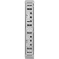 Casiers Clean Line, 2 niveaux, 12" x 12" x 82", Acier, Gris, Rivet (assembl&eacute;), Perfor&eacute; Nassau Supply